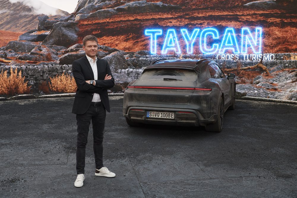 Stefan Weckbach, Vice President Product Line Taycan at the Taycan Cross Turismo world premiere.