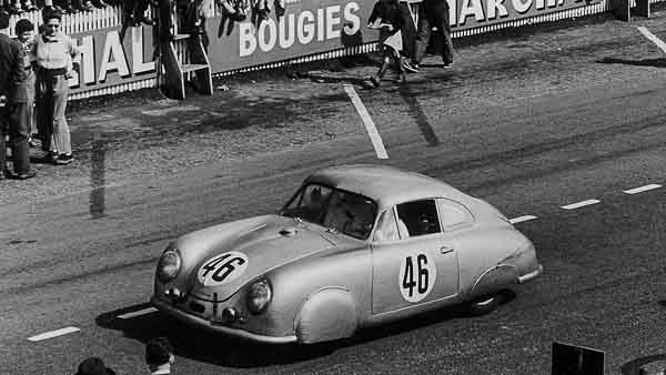 Auguste Veuillet / Edmond Mouche win 1st in 1100cc class in the 1951 Le Mans 24H in a Porsche 356 Gmünd SL
